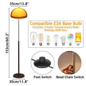 Mushroom Floor Lamp 60" Orange Mid Century Globe Acrylic Standing Lamp