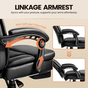 Big and Tall Office Chair 400 lbs with Footrest & Reclining