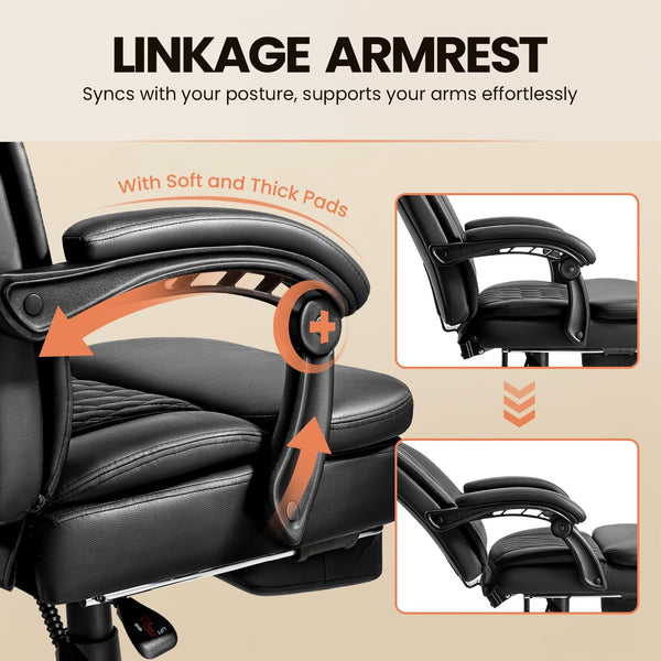 Big and Tall Office Chair 400 lbs with Footrest & Reclining