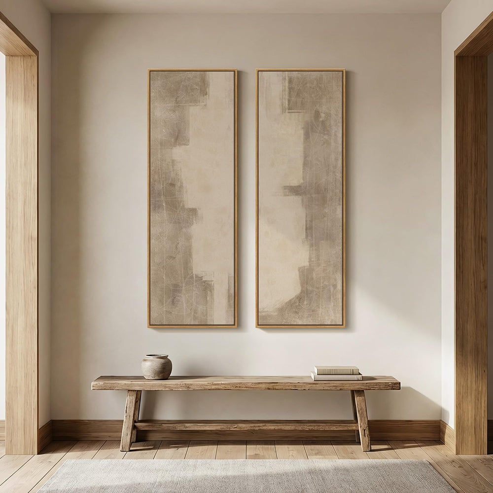 Abstract Vertical Wall Art Set of 2 – Framed Canvas Prints