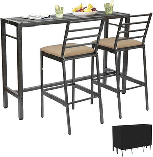 Outdoor Metal Bar Table – High Top Counter Table for Patio, Balcony & Deck
