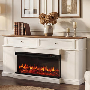 63" Fireplace TV Stand with 3-Sided Electric Fireplace