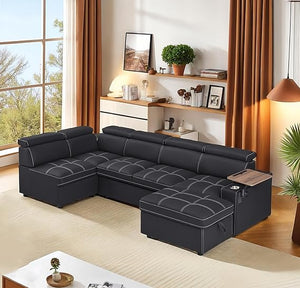 U-Shaped Sectional Sleeper Sofa with Pull-Out Bed
