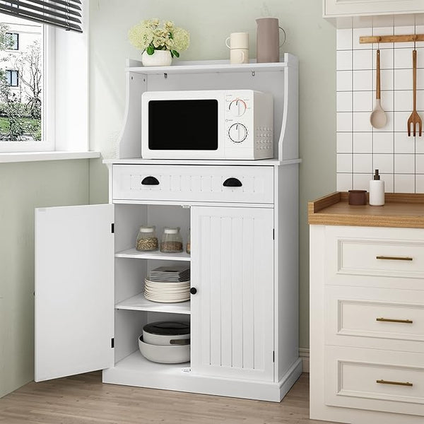 54" Kitchen Microwave Cabinet with Storage & Drawers