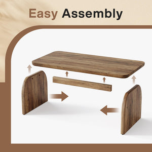 Farmhouse Coffee Table – 47" Rectangular Wood Living Room Table with Rounded Corners