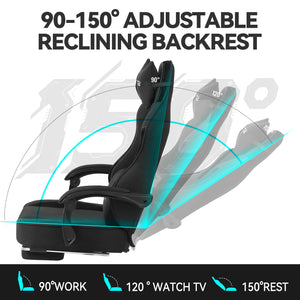 Ergonomic Gaming Chair with Pocket Spring Cushion, 350 lb Capacity, 150° Recline, Lumbar Support