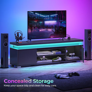 TV Stand with LED Lights & Power Outlet