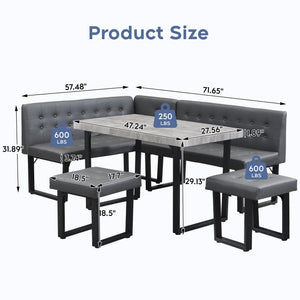 Corner Dining Table Set with Storage Bench