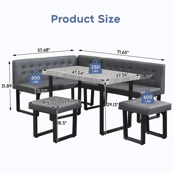 Corner Dining Table Set with Storage Bench
