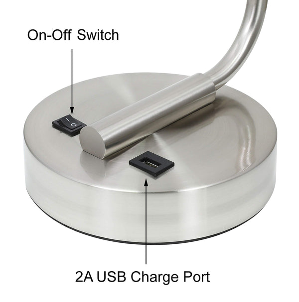 Modern Table Lamp with USB Charging Port & Fabric Shade