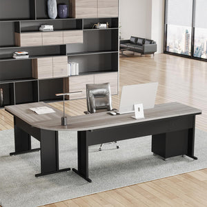 L-Shaped Executive Desk with File Cabinet & Drawers