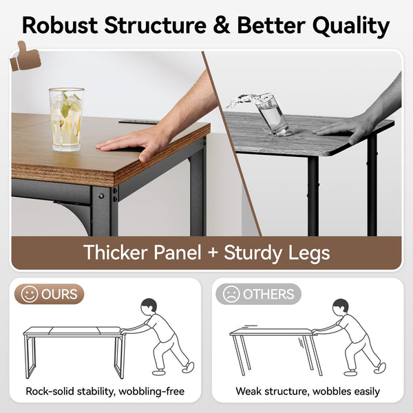 Computer Desk with Power Outlets – Engineered Wood & Steel Frame