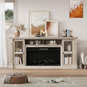 70" Farmhouse TV Stand with 36" Electric Fireplace