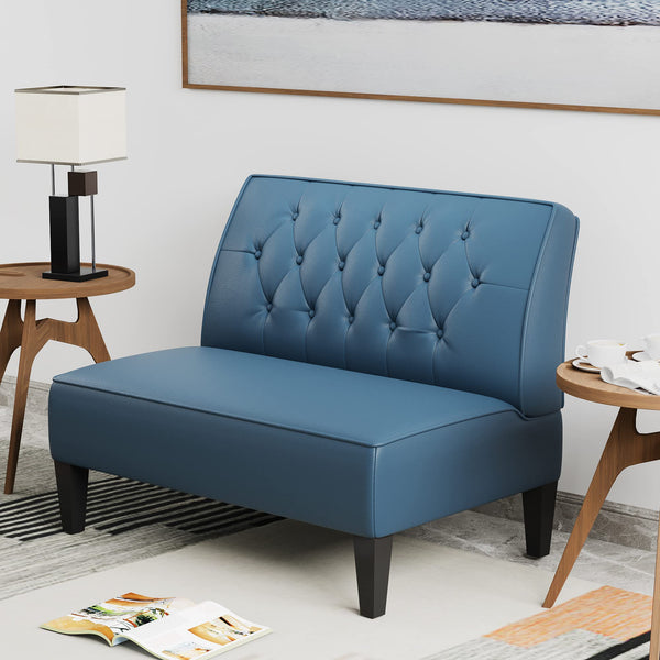 Upholstered Loveseat Bench Settee – Velvet Armless Small Sofa