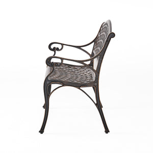 Outdoor Cast Aluminum Bench – Antique Copper