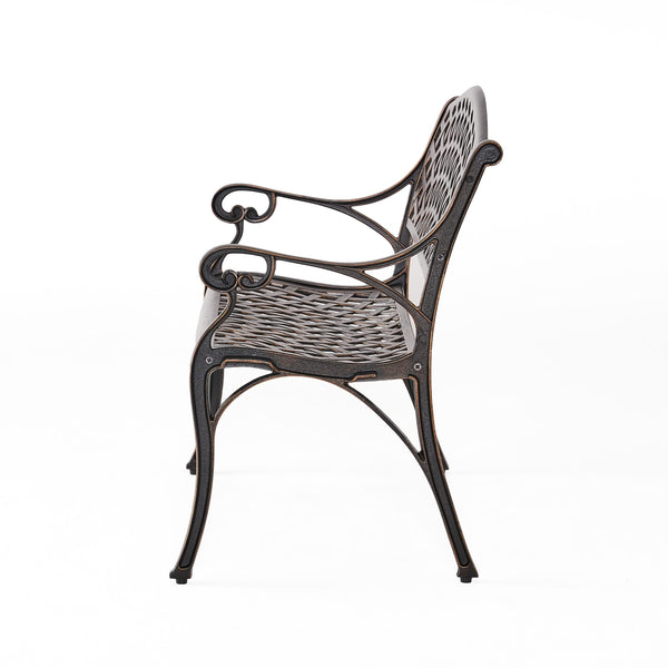 Outdoor Cast Aluminum Bench – Antique Copper