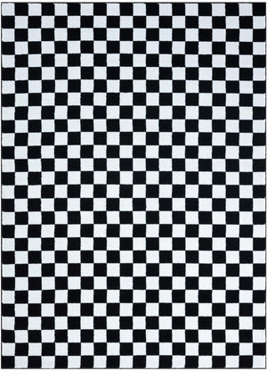 Modern Checkered Black and White Area Rug 5x7