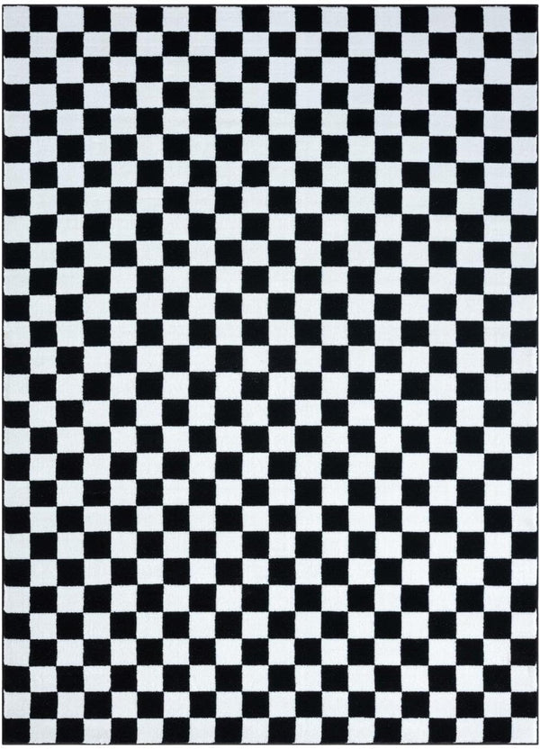 Modern Checkered Black and White Area Rug 5x7