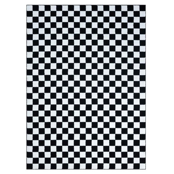 Modern Checkered Black and White Area Rug 5x7