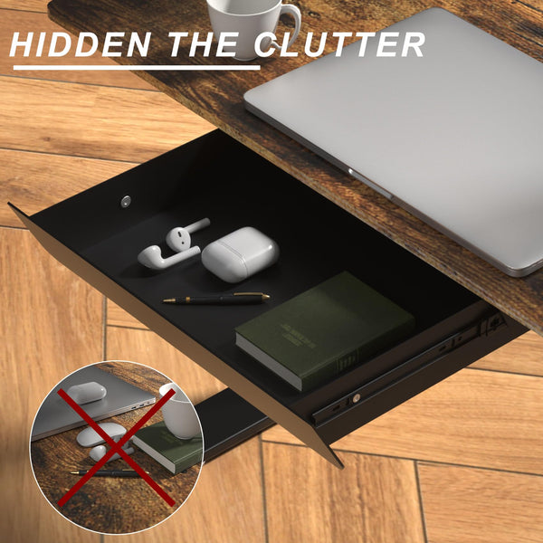 Under Desk Sliding Drawer with Tilted Pull-Out Panel