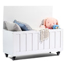 Wooden Storage Bench with Wheels & Safety Hinges – 300 lbs Capacity