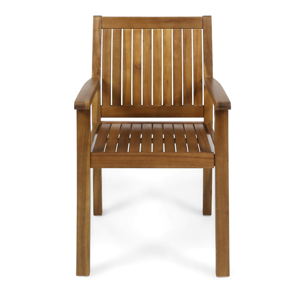 Outdoor Acacia Wood Dining Chairs Set of 2 – Teak Finish