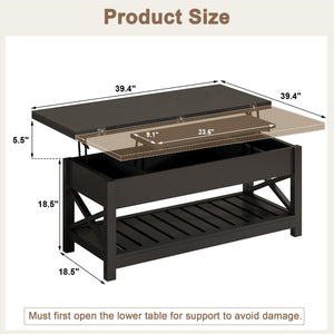 Lift Top Coffee Table with Storage | Convertible to Dining Table | Modern Black