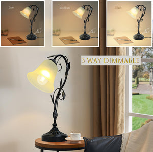 Dimmable Touch Table Lamp with USB Ports