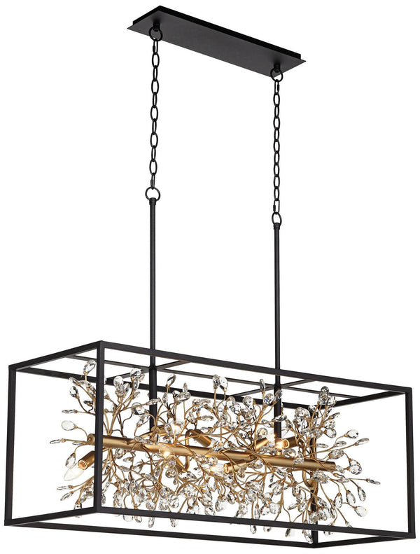 8-Light Crystal Rectangular Pendant Chandelier