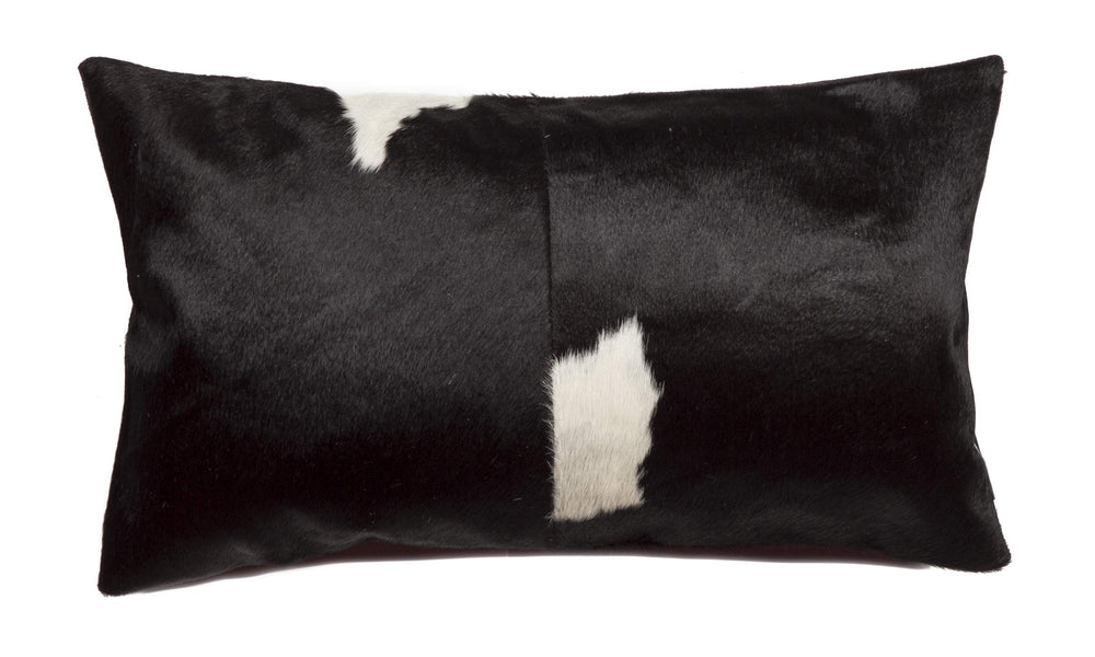 Cowhide Throw Pillow Black & White 12x20 Inch