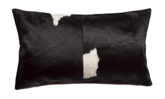 Cowhide Throw Pillow Black & White 12x20 Inch