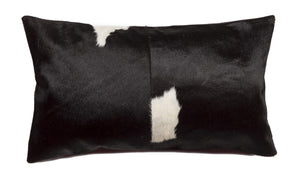 Cowhide Throw Pillow Black & White 12x20 Inch