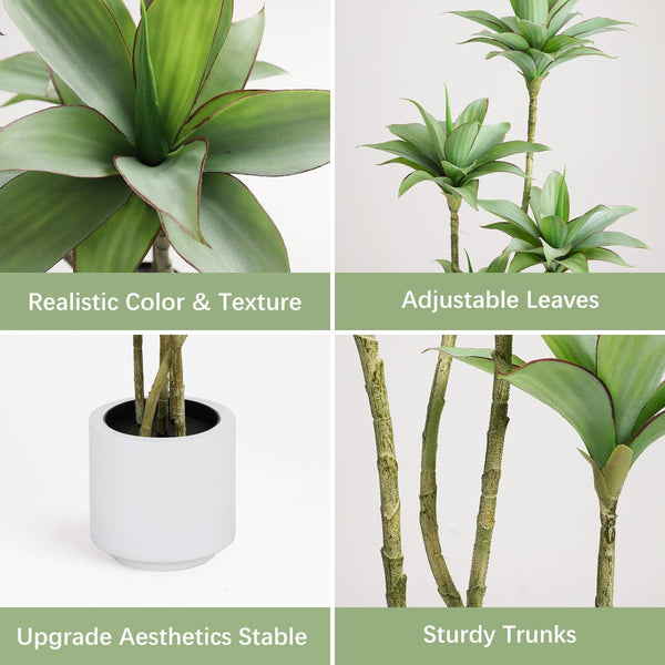 5.1 Ft Artificial Water Lily Tree with 5 Heads, Indoor Outdoor Fake Plant — 2 Pack
