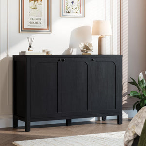 Black Sideboard Buffet Cabinet with Arched Doors