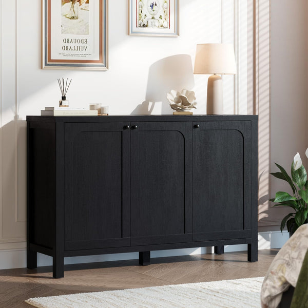Black Sideboard Buffet Cabinet with Arched Doors