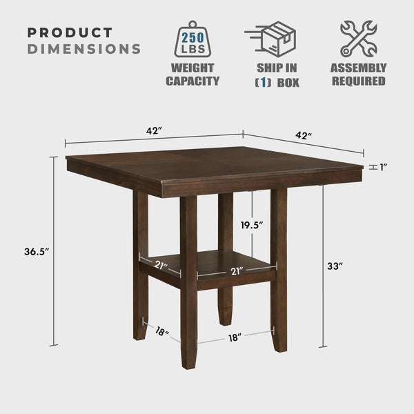 5-Piece Counter Height Dining Set with Storage Shelf
