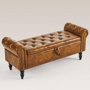 Upholstered Storage Bedroom Bench – Queen Size End of Bed Ottoman