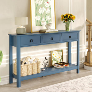 53.1" Console Table with 3 Drawers & Open Shelf