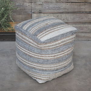 Square Wool Pouf Ottoman – 18" Cube Footstool