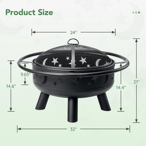 32 Inch Round Metal Wood Burning Fire Pit