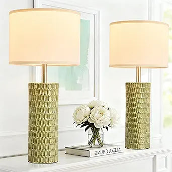 Ceramic Table Lamp with Touch Control & USB Charging Ports – Set of 2