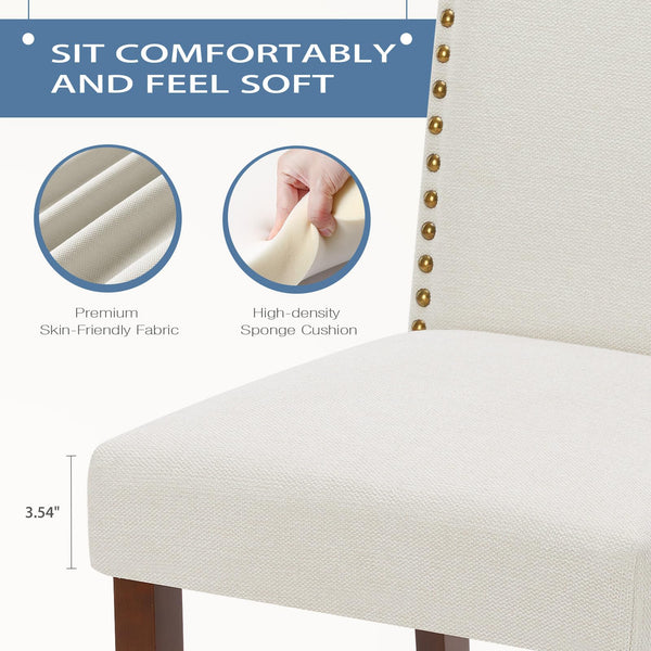 Dining Chairs Set with Wooden Legs & Padded Seat