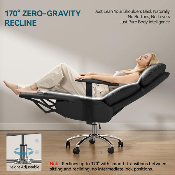 Reclining Office Chair with Footrest & Adjustable Headrest