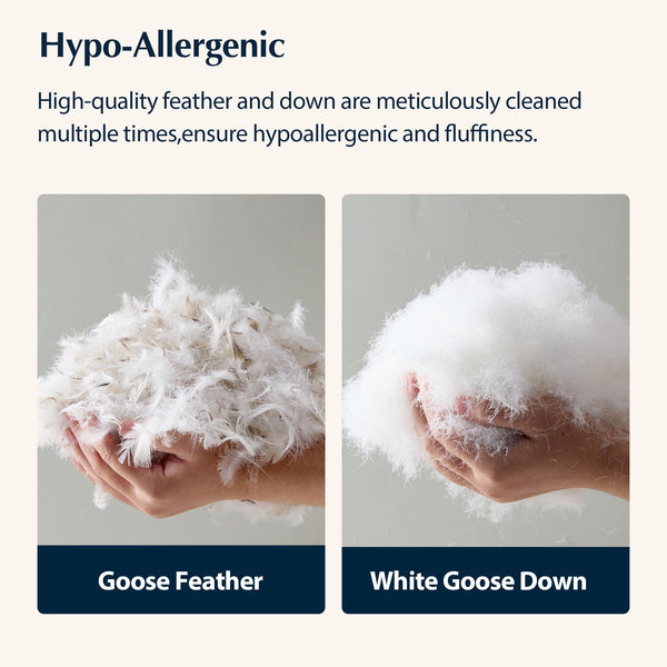 Goose Feather & Down Bed Pillows – Set of 2
