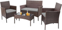 4-Piece Outdoor Patio Furniture Set – Rattan Wicker Chairs with Table