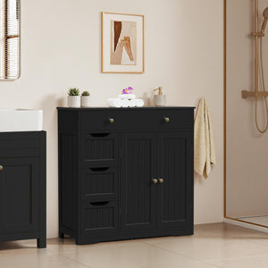 Storage Cabinet with 4 Drawers, 2 Doors & Adjustable Shelves