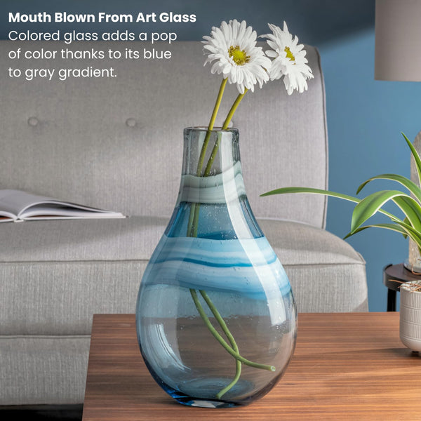 Blue Glass Vase – Handmade Coastal Home Decor