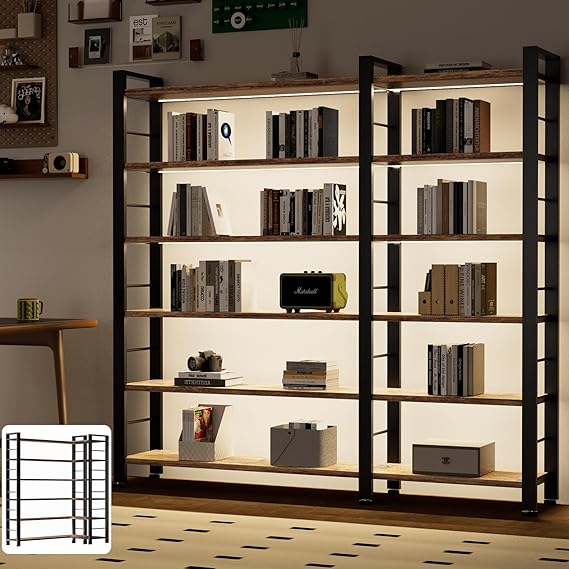LED Bookshelf with L-Shaped Option – 5 & 6-Tier
