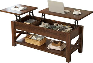 Lift Top Coffee Table with Hidden Storage & Open Shelf