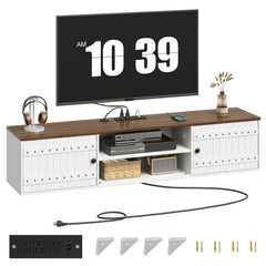 Farmhouse Floating TV Stand with Doors